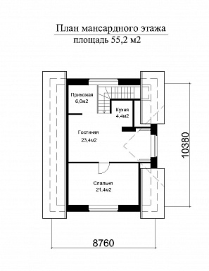 Проект гаража c генераторной и мансардным этажом / План мансардного этажа