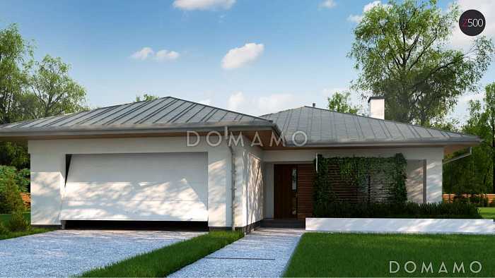 Проект комфортного одноэтажного дома из кирпича с гаражом, тремя спальнями и изолированной кухней