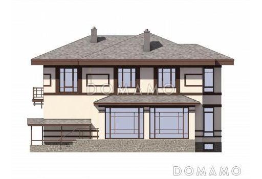 Проект дома из газобетона с цокольным этажом / Фасад 1