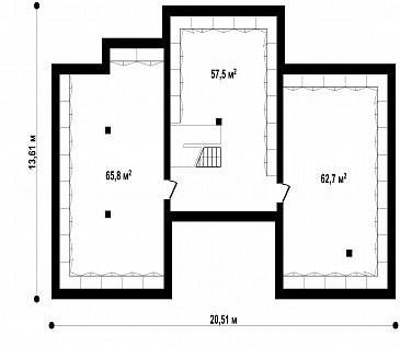 Проект загородного дома с подвалом, гаражом, кладовой в центре кухонной зоны, спальнями с санузлами на втором этаже / План цокольного этажа