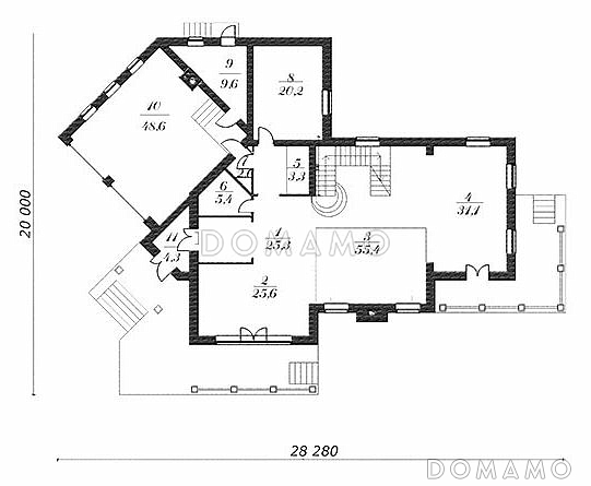 Проект 2 х этажного дома из СИП панелей / План 1 этажа