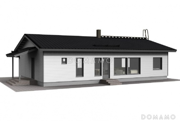 Проект каркасного дома с навесом для машины