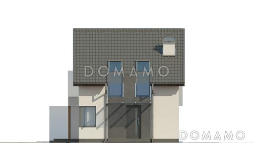 Проект компактного одноэтажного мансардного дома из кирпича с просторной светлой гостиной / Фасад 1