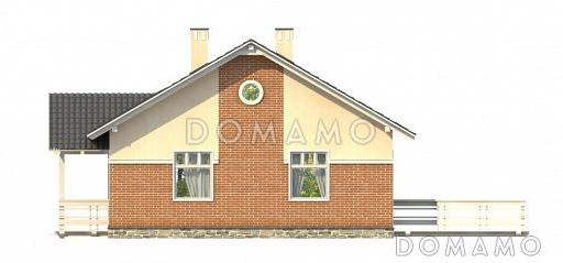 Проект небольшого одноэтажного дома с отделкой клинкером и двумя спальнями / Вариант со стандартными окнами.