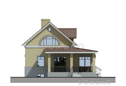 Проект кирпичного дома с верандой / Фасад 2