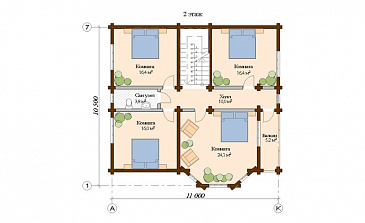 Проект дома из клееного бруса с тренажерным залом на первом этаже / План мансардного этажа