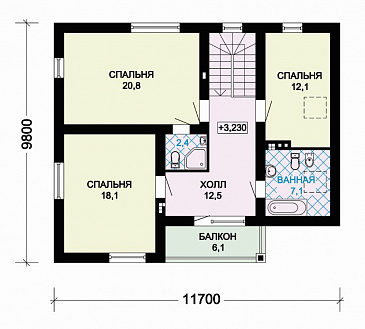 Проект комфортабельного дома из пеноблоков / План мансардного этажа