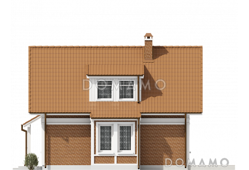 Проект одноэтажного мансардного дома из газобетона с тремя спальнями и кабинетом / Фасад 3