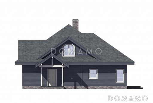 Проект каркасного теплого дома с двумя спальнями на верхнем этаже / Входной фасад