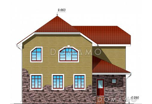 Проект двухэтажного коттеджа / Фасад 1