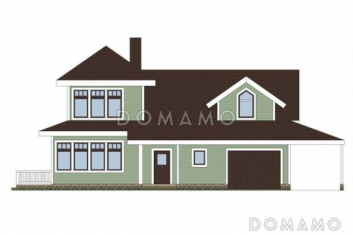 Проект дома из газобетона с местом для трех авто / Фасад 1