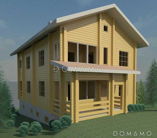 Проект двухэтажного коттеджа из бруса с цоколем