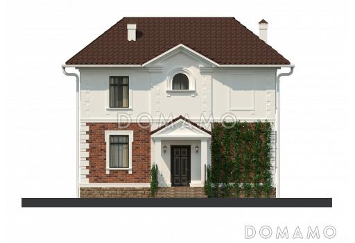 Проект компактного кирпичного коттеджа с парадным входом / Фасад 2
