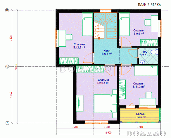 Каркасный дом "Грэм" / План 2 этажа