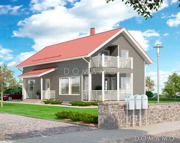 Проект каркасного дома с тремя спальнями и санузлом на втором этаже