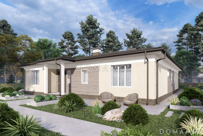 Проект дома с 4 спальнями, комнатой для гостей и просторной гостиной