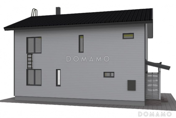 Проект каркасного дома с большой гардеробной в спальной комнате на втором этаже