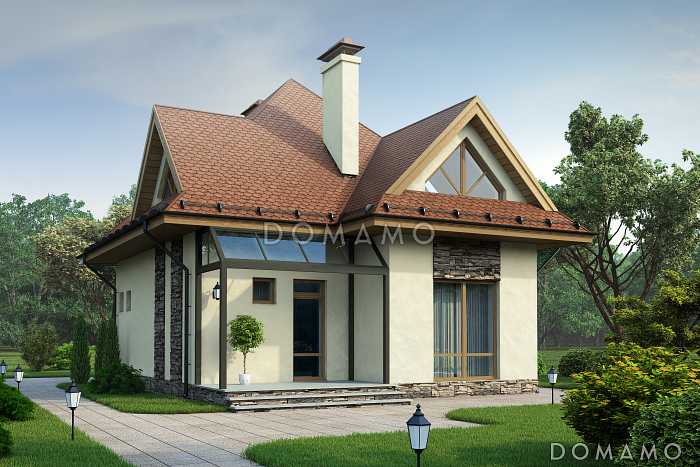 Проект небольшого дома с большими окнами