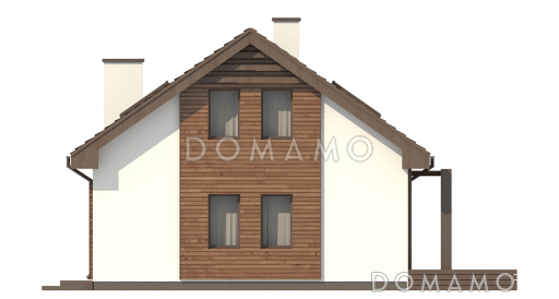 Проект классического мансардного дома из газобетона с дополнительной спальней на первом этаже, с эркером и с деревянными фасадами / Фасад 3