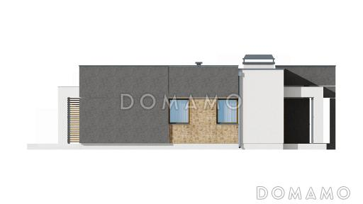 Проект небольшого современного одноэтажного дома из кирпича с двумя спальнями и красивой террасой / Фасад 4