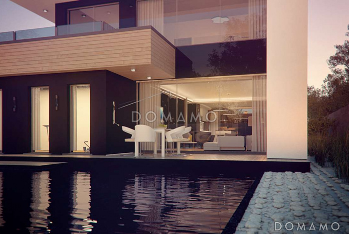 Проект современного двухэтажного дома из газобетона с тремя спальнями, спортзалом и гаражом