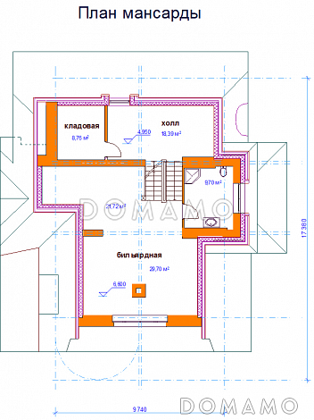 Проект коттеджа с высокой крышей / План мансардного этажа