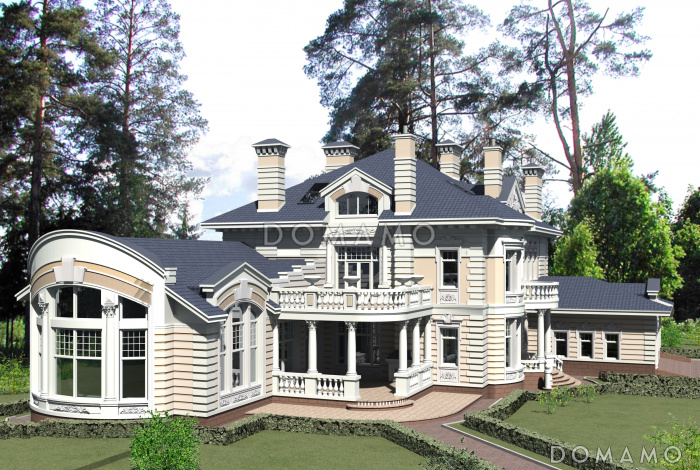 Проект кирпичного дома с бассейном