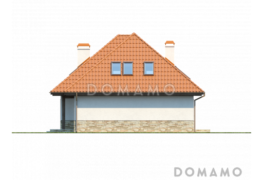 Проект классического мансардного дома из кирпича с необычной планировкой второго этажа / Фасад 3