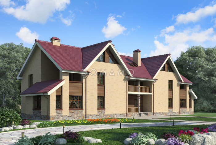 Проект загородного дома с изолированной кухней, крытой террасой, лоджиями, вторым светом