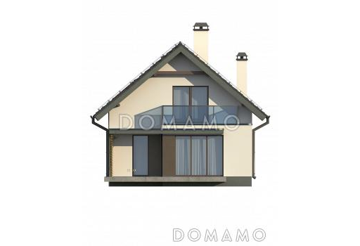 Проект компактного одноэтажного мансардного дома из газобетона с тремя спальнями и кабинетом / Фасад 2