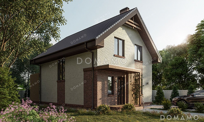 Проект одноэтажного дома с мансардой и просторной террасой