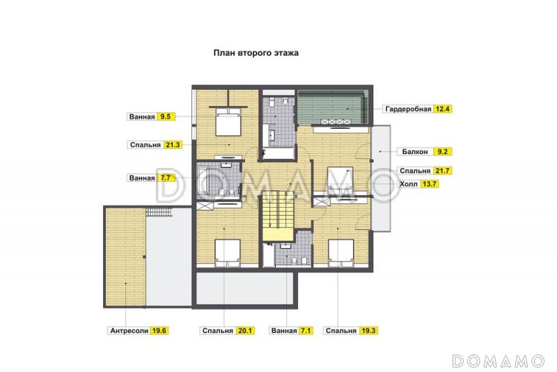 Проект энергоэффективного дома фахверк с гаражом на две машины / План 2 этажа