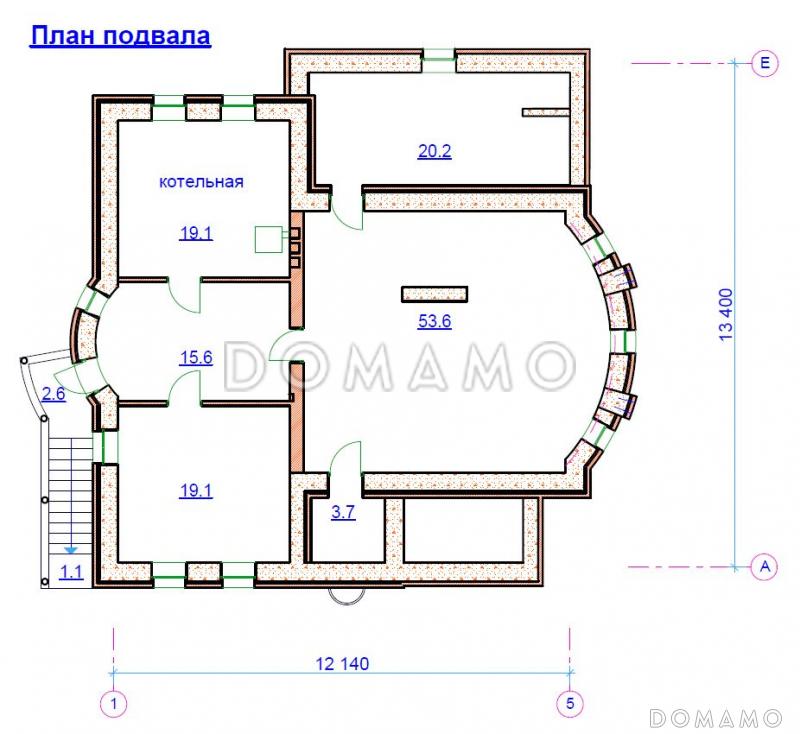 Проект  дома с подвалом / План цокольного этажа