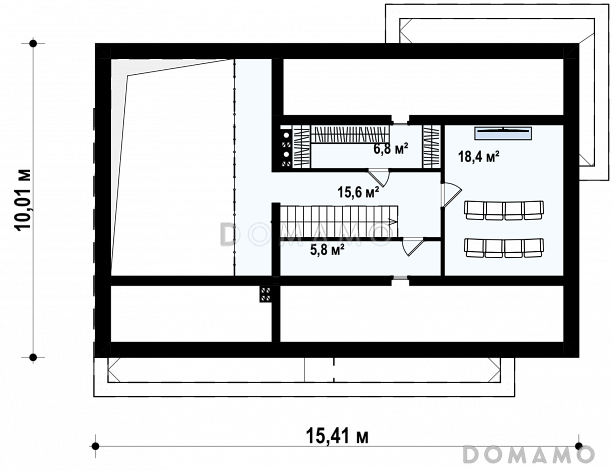 Проект кирпичного дома в стиле барнхаус с кабинетом, комнатой отдыха и увеличенной котельной / План мансардного этажа
