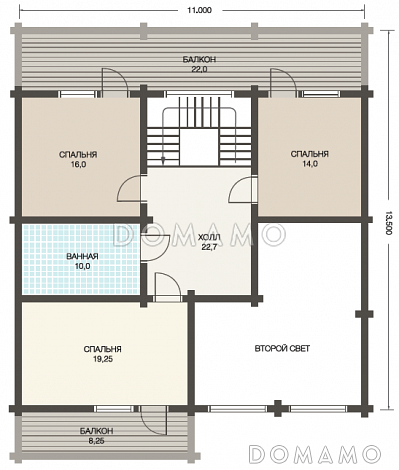 Проект коттеджа в скандинавском стиле из клееного бруса / План 2 этажа