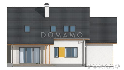 Проект классического мансардного дома из газобетона с кабинетом и большим техническим помещением и гаражом / Фасад 3