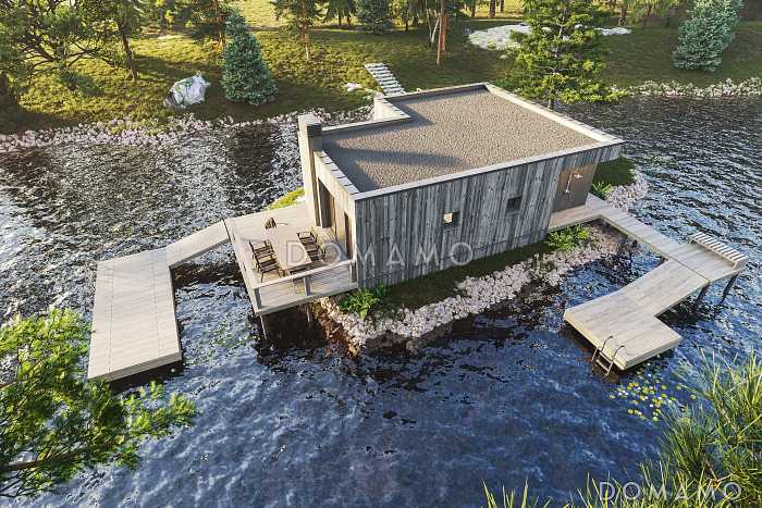 Проект кирпичного банного комплекса с сауной, хамамом и террасами