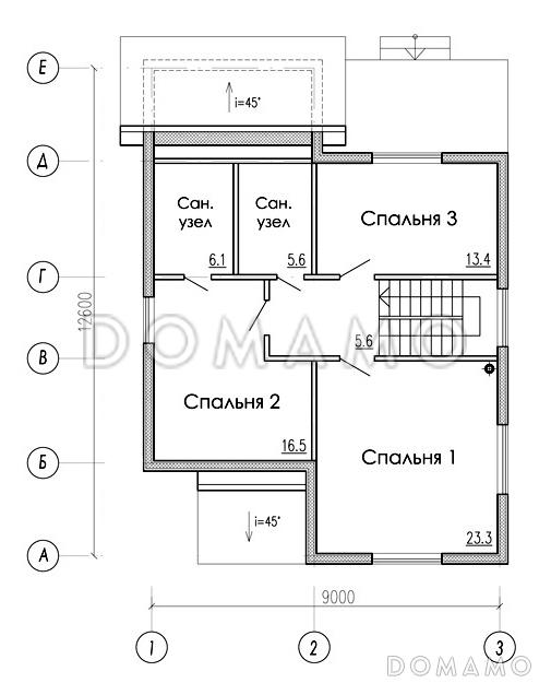 Проект двухэтажного дома из газобетона в стиле фахверк / План мансардного этажа