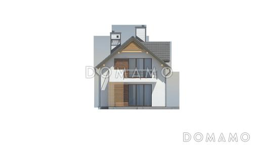 Проект одноэтажного мансардного дома из газобетона с гаражом для узкого участка / Фасад 3