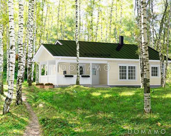 Проект каркасной сауны с угловой крытой террасой