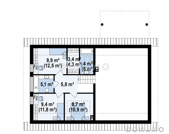 Проект аккуратного одноэтажного дома из газобетона с подземным гаражом и тренажёрным залом в подвальном помещении / План 2 этажа