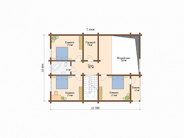 Проект деревянного дома с двухуровневой крышей / План мансардного этажа