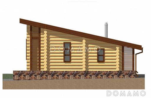 Проект деревянной бани с односкатной крышей / Фасад 2