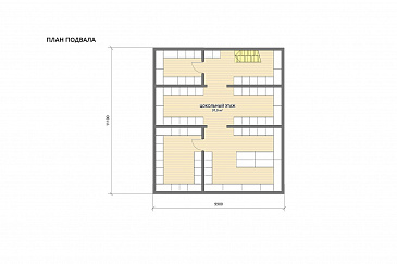 Проект беседки из газобетона с террасой барбекю, бильярдной, кухней и подвалом / План цокольного этажа