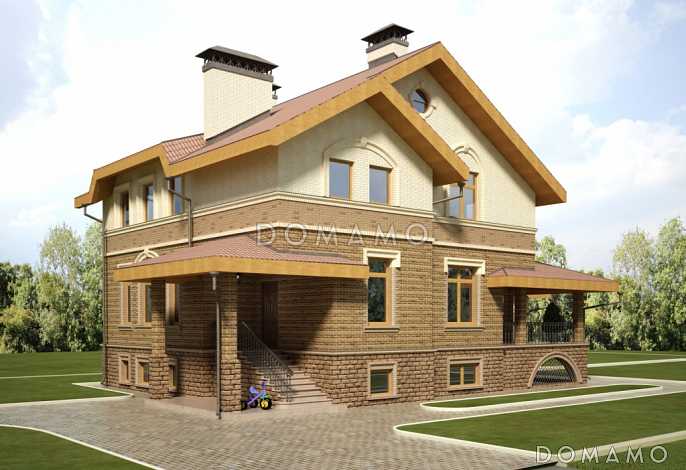 Проект загородного дома с подвалом и пристроенным бассейном