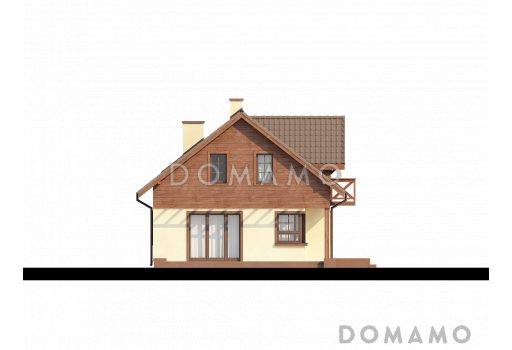 Проект одноэтажного мансардного дома из газобетона с гаражом и тремя спальнями / Фасад 3