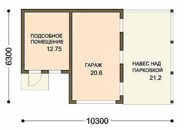 Проект с гаражом, навесом и подсобным помещением / План 1 этажа