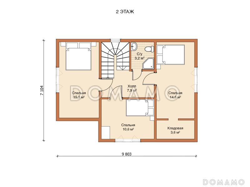Каркасный дом "Томпо 2" / План 2 этажа