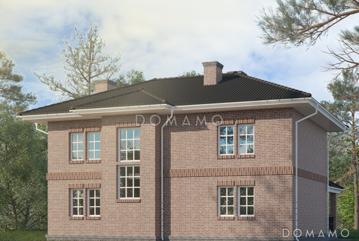 Проект двухэтажного дома с просторной гостиной, террасой и комнатой для отдыха