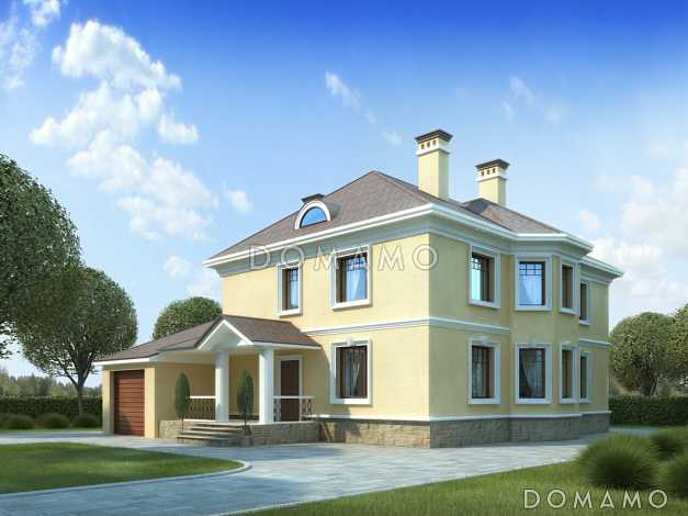 Проект дома из газобетона с гаражом на одну машину